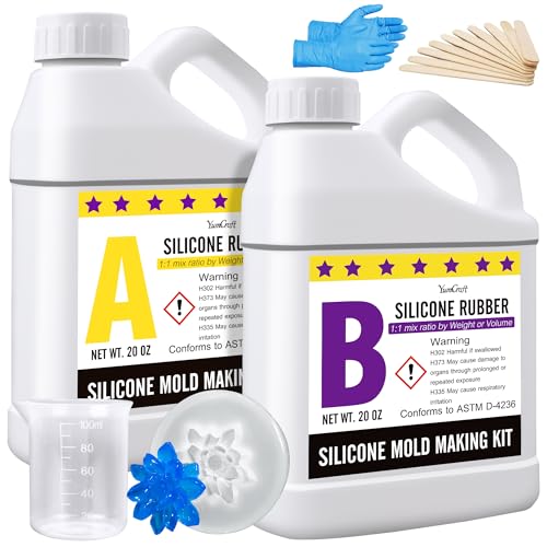 Kit de Fabricación de Moldes de Silicona Líquida Elástica de 40 Onzas - Translúcida de Curado Rápido 18A para Moldes de Resina