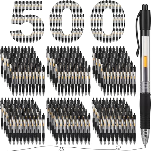Stylos à bille à encre gel noire rétractables Jetec lot de 500 pour école