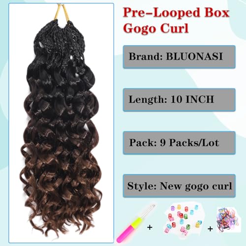 Gogo Curl Crochet Hair 10 Inch 9 Packs Ocean Wave Curly Crochet Hair for Black Women Pre-Looped Deep Wave Water Curly Braiding Extensions (1B/4/30# - Image 4