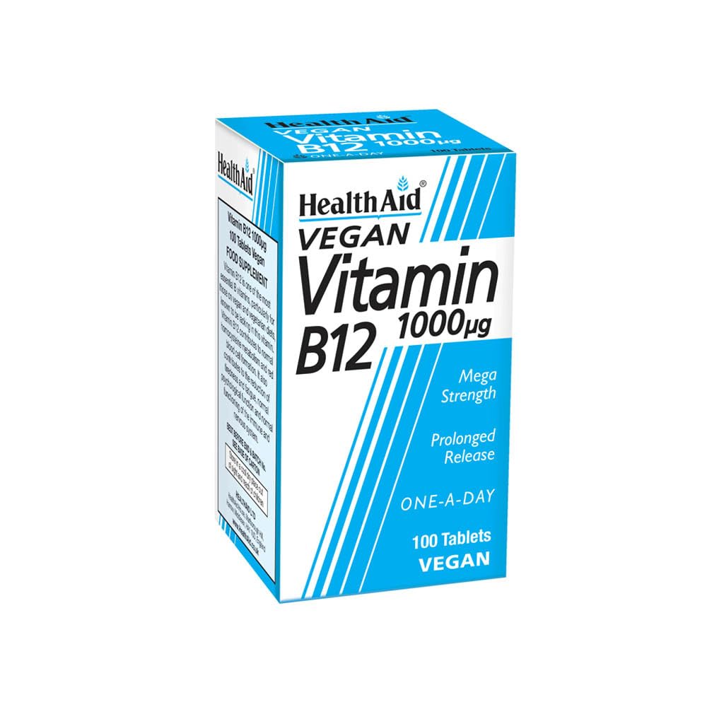 HealthAid Vitamin B12 (Cyanocobalamin) 1000ug - Prolong Release - 100 Tablets