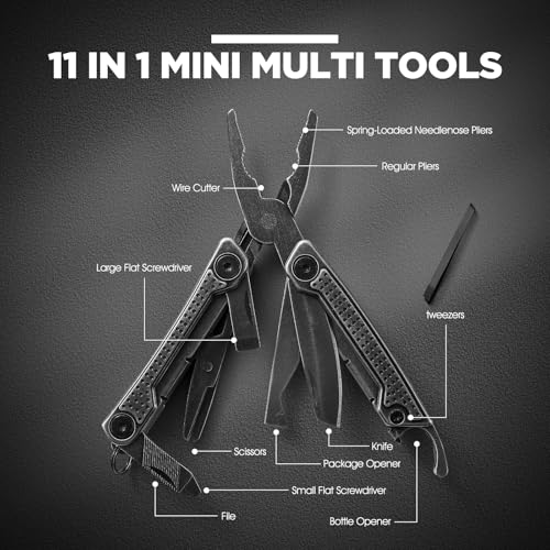 VIRENKNIFE Multitool, 11-in-1 Stainless Steel Multi Tool Pliers with Pocket Knife, Scissors, Bottle Opener, Mini EDC Multitool for Survival, Camping, Simple Repair, Gifts for Men(Stone Wash) - Image 3