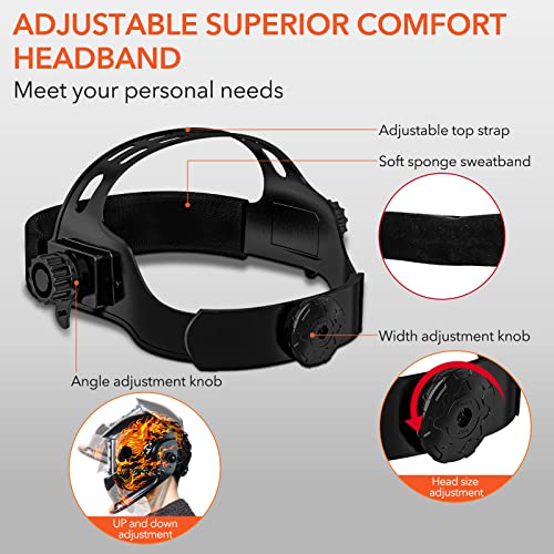 Image of TRQWH Welding Helmet with Light True Color Auto Darkening Welding Helmets for Men Solar Powered Welding Hood with 2 Arc Sensor Wide Shade 4 /9-13 for TIG MIG ARC Cool Welder Mask