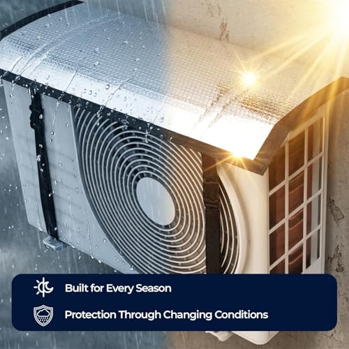 Image of Aluminium AC Outdoor Unit Cover | Heat-Insulated | Weather-Resistant AC Protector | Improves Energy Efficiency & Extends AC Lifespan | For Split AC 1.5 Ton | Size: 109x50 cm | Pack of 1