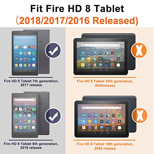 Fire HD 8 Case - Zerhunt Ultra Light Slim Fit Protective Cover with Auto Wake/Sleep for Fire HD 8 Tablet (2018/2017 Release,8th/7th Generation) Blue, Not Suit for 10th 2020 Release