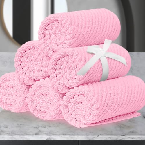 VOOVA & MOVAS Face Wash Cloths, Cotton, 13x13 in, Soft, Baby Pink