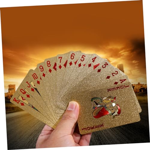 TOYANDONA wasserdichte Pokerkarten Goldfolie Kunststoff Glänzende Spielkarten Robust Für Zuhause Bar Büro Unterhaltung – Bild 8