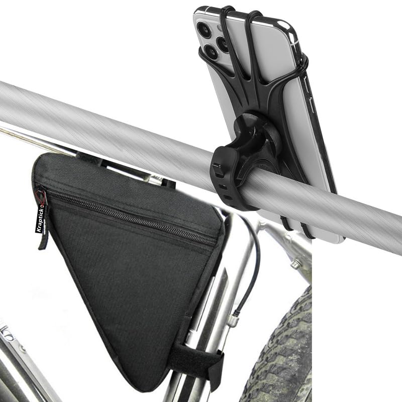 Kraptick Triangle Bike Bag with 360* Degree Rotatable Mobile Phone Holder - Water-Proof Storage Bag, Cycle Storage Pouch and Mobile Phone Mount for Bicycles with Fit for All Bicycles Frames (Blue) (B0CKLPFD6H) Amazon Price History, Amazon Price Tracker