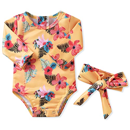 Image of Aalizzwell Baby Girls One Piece Long Sleeve Swimsuit