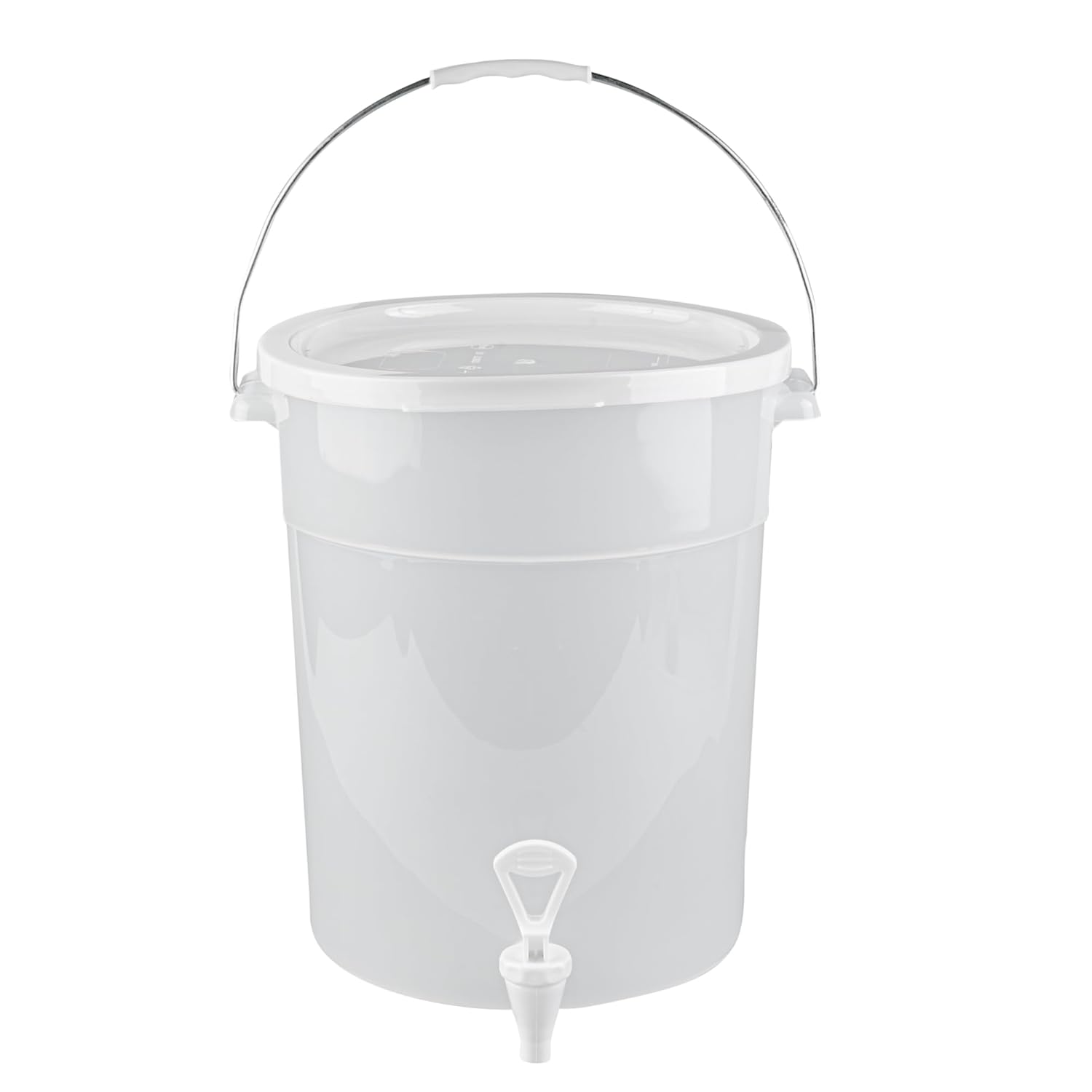 Restaurantware-Bev Tek 6 Gal Beverage Dispensers, 4 Dishwashable Juice Dispensers - Bases Sold Separately, Decals Included, Clear Plastic Drink Dispenser, Freezable, Serve Cold Beverages