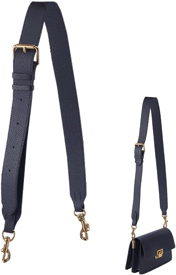 PH PandaHall Cowhide Leather Shoulder Strap Black Purse Straps Adjustable Purse Handle Wide Handbag Strap Replacement with Swivel Clasps for Wallet Tote Handbag Shoulder Bag Briefcase, 35-46inch