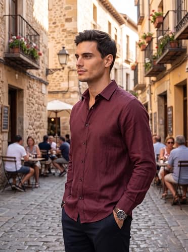 Image of Men's Cotton Blend Solid Casual Shirt Regular Fit Full Sleeve Shirt for Men Plain Formal & Casual Wear Collared Button Down Shirt