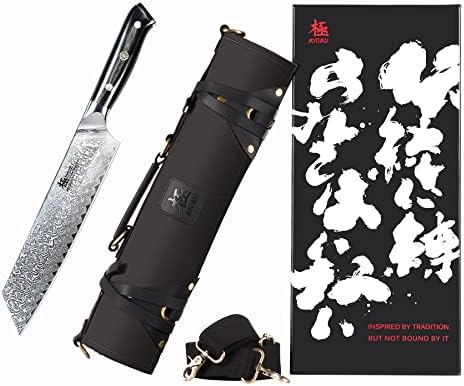 KYOKU Shogun Series Kiritsuke Knife + Professional Black Chef Knife Roll Bag
