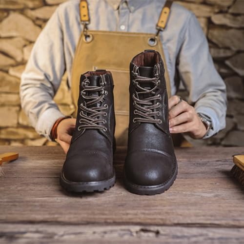 Men's Motorcycle Boots Black Platform Lace Up Combat Boots PU Leather Dress Boot for Business Casual3