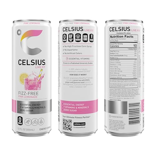 Image of CELSIUS Fizz Free Pink Lemonade, Sugar Free Energy Drink, 12 Fl Oz (Pack of 12)