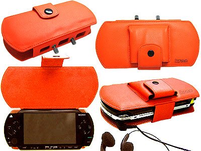 Deluxe PSP Leather Carrying Case for Sony PSP - Orange