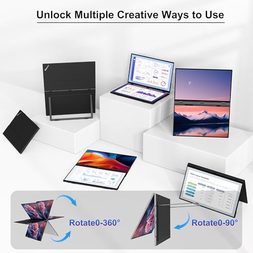 Image of wisecoco 18.5'' 120Hz FHD 1080P Touch Screen Dual Triple Portable Monitor for Laptop IPS USB-C HDMI HDR Laptop Monitor Extender PC Gaming Monitor 100% sRGB Windows Mac Android Plug&Play Flip S8+