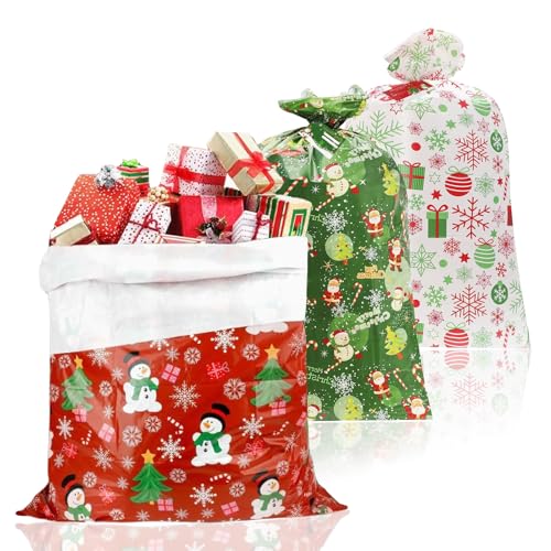 3 Stück Geschenkbeutel Weihnachten Jumbo, Weihnachts-Geschenktüten...