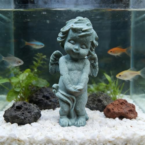 Estatua de Ángel Guardián Pequeño Querubín en Oración de Piedra miniatura 2