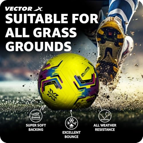 Image of Vector X Xtreme Football, 32 Panel, 3D Embosed TPU Stitched Matrial, Suitable for Soft & Dry Groun, Hard Ground with Grass & Artificial Turf, Match Ball Szie- 5 Color - Neon