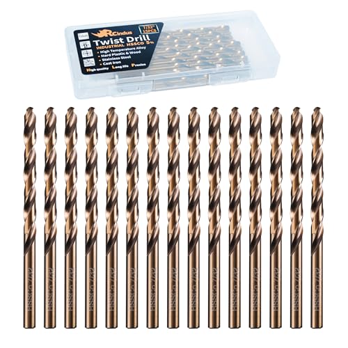 RCINDUS (15PCS) 7/32 Cobalt Drill Bit HSS M35 Metal Drill Bits for Steel Stainless Steel Cast Iron Hard Plastic and Wood