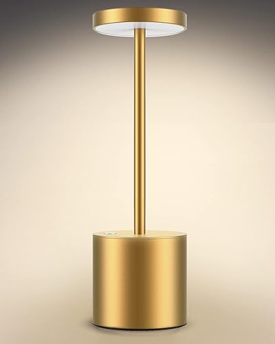 Lámpara de mesa inalámbrica, batería recargable de 3200 mAh, carcasa de metal de aluminio, lámpara de escritorio portátil LED USB, 2 niveles de