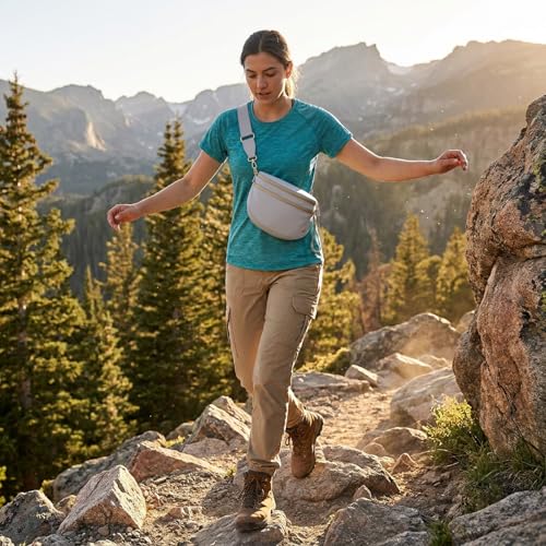 Image of Womens Crossbody Bag, Spacious Nylon Bum Bag Trendy Shoulder Purse with Adjustable Strap Zipped Travel Essentials