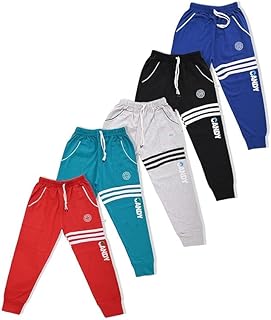 SK WARDROBE Boys Regular Fit Designer Cotton Track Pants | Casual Wear & Activewear Joggers(Pack of 5)
