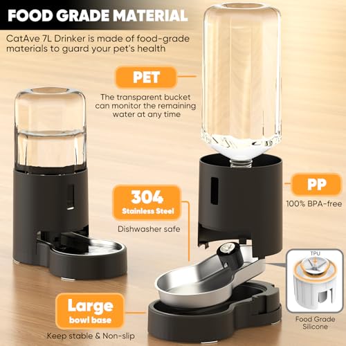 7L-Automatic-Dog-Water-Dispenser-Bowl-Gravity-Pet-Water-Dispenser-with-Stainless-Steel-Bowl-185-Gallon-Large-Capacity-Water-Feeder-for-Dogs-Cats7L-Without-Filter-Black 7L Automatic Dog Water Dispenser Bowl Gravity Pet Water Dispenser with Stainless Steel Bowl 185 Gallon Large Capacity Water Feeder for Dogs Cats7L Without Filter Black