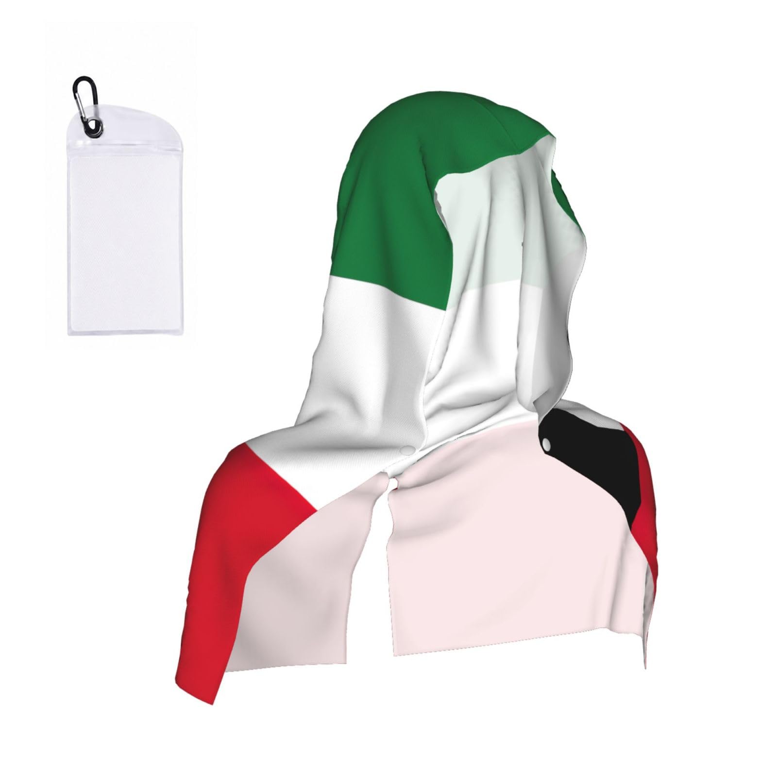 DUWAA Kuwaiti Flag Print Cooling Hooded Sports Towel, 30×60cm Quick Drying Summer Cool Head Wrap For Neck And Face
