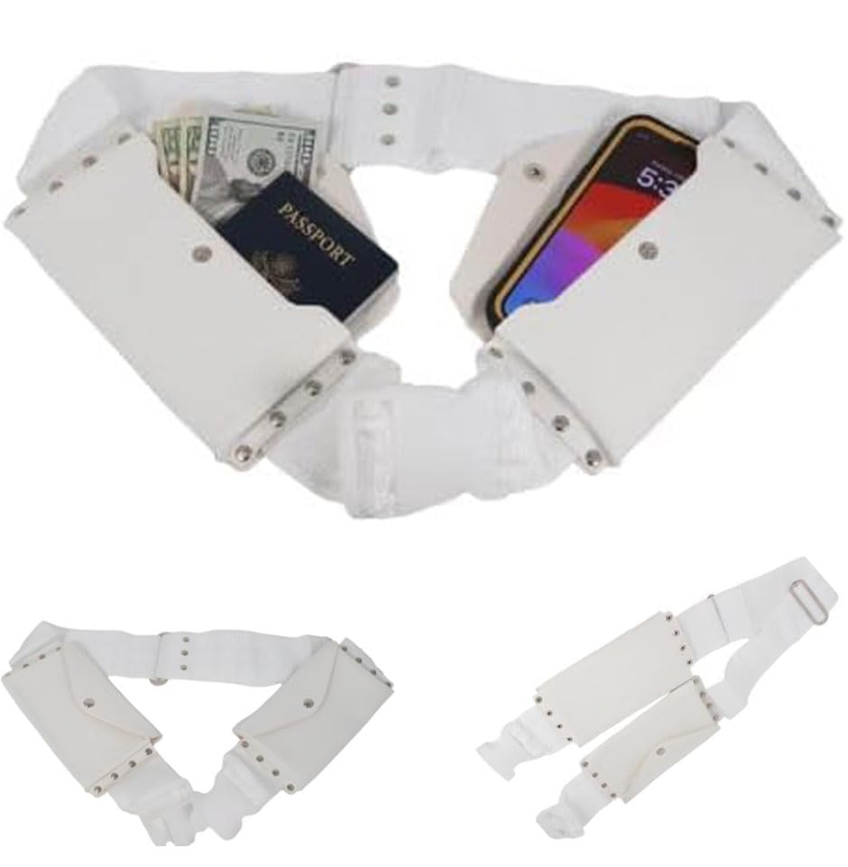 Waist Bag for Unisex White Umrah & Hajj BeltIhram Hajj Belt Hajj & Umrah Travel Pouch Waterproof Anti- Theft (حزام الإحرام للحج والحج والعمرة وحقيبة سفر مقاومة للماء) L-3XL (XXX-Large 140CM)
