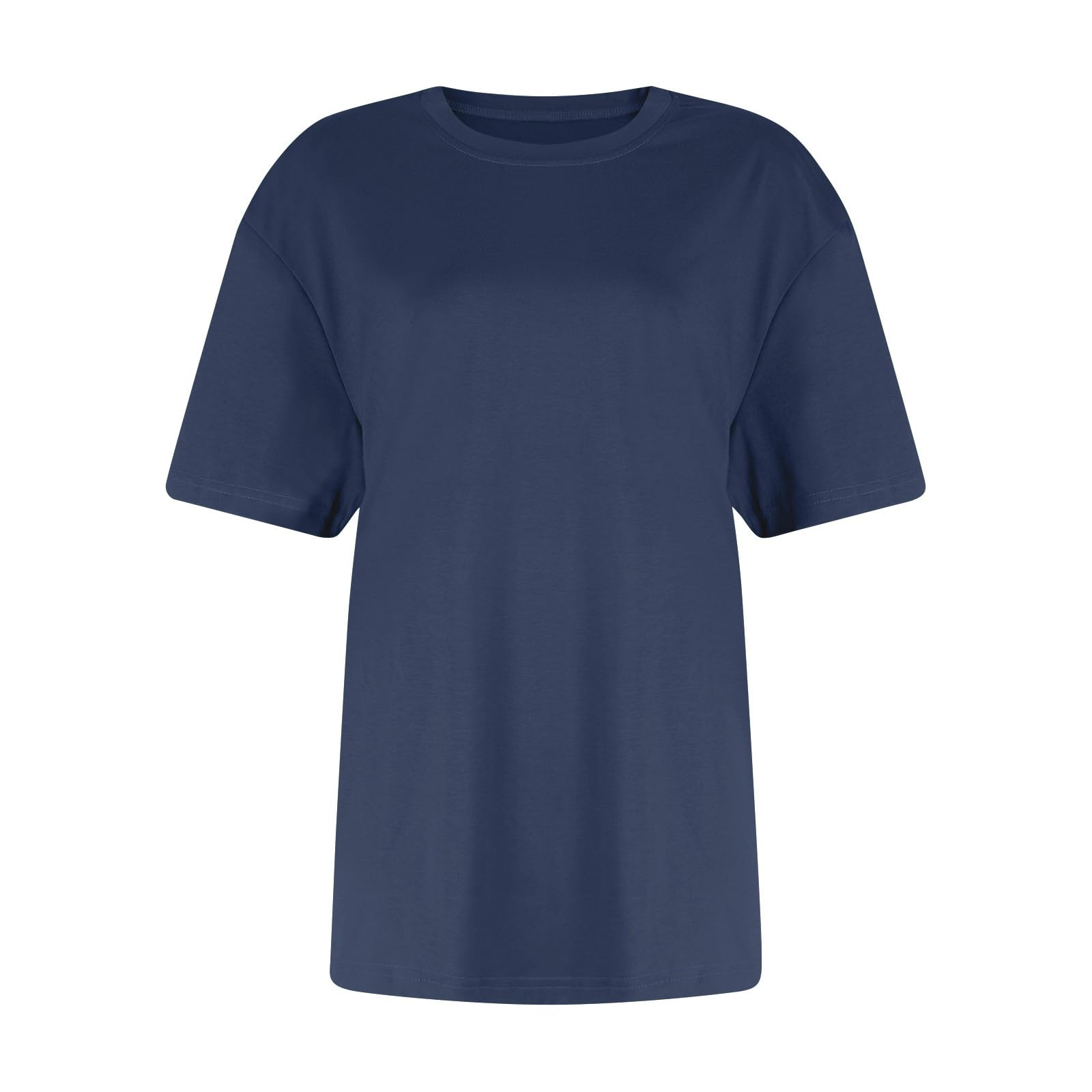 Femme T-Shirt Col Rond Manche Courte Eté Décontracté Tee Shirt Femmes Couleur Unie T Shirts Hauts Tuniques de Base D'été Lâches