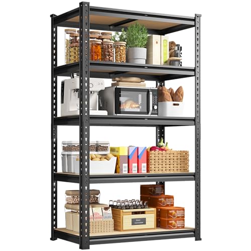 DurayLoly 5-Tier Storage Shelves, 1980LBS Adjustable Pantry Shelves, Metal Shelving