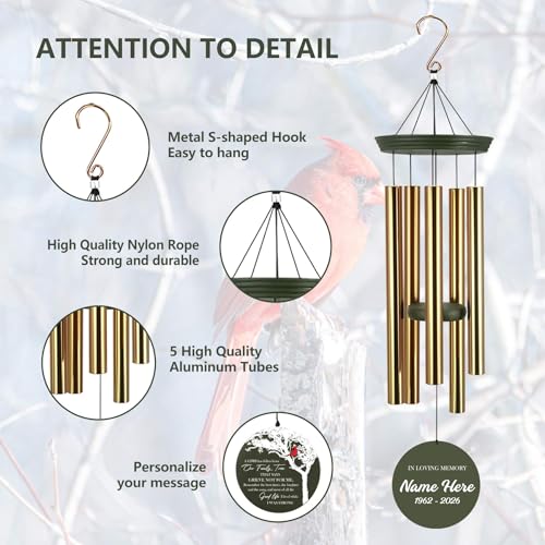 Image of ASTARIN Wind Chimes Outdoor for The Loss of Mom Dad, Personalized Customized WindChimes for Loss of Loved One, Memorial Wind Chime as Sympathy Gift, Home Garden Patio Decor, 36''(Produced in Texas)