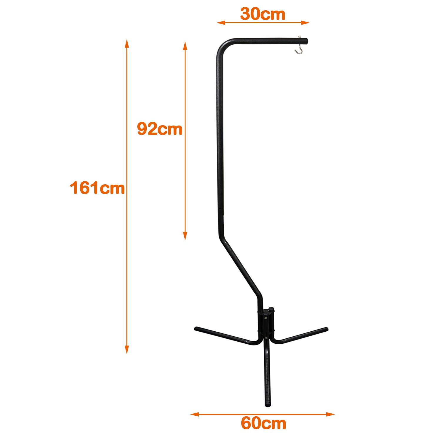 BPS Pie de Gancho para Colgar la Jaula Soporte para Jaula de Pájaros Loro 161x60 cm Negro BPS-1173NE