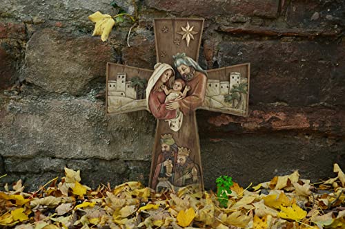 Large Wall Crucifix Home Art Decor, Holy Nativity Family Wall Cross Crucifix With Hang Ring Decorative Wall Cross Catholic-12.8 Inch #TOP4