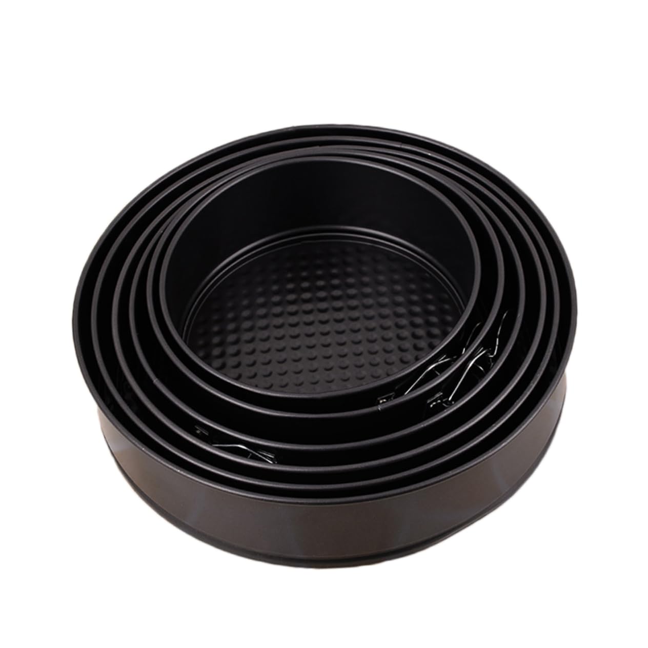 VALICLUD 6 pezzi Stampo per Torte Rotonde Antiaderente con Cerniera Acciaio Carbonio Base Favo Teglie per Dolci per Feste Matrimoni e Compleanni Nero