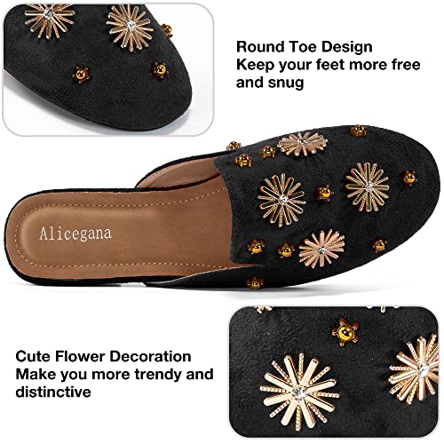Mules For Women Flats Comfortable Slip On Shoes Closed Round Toe Womens Mules Casual Backless Loafers Slides Black #TOP3