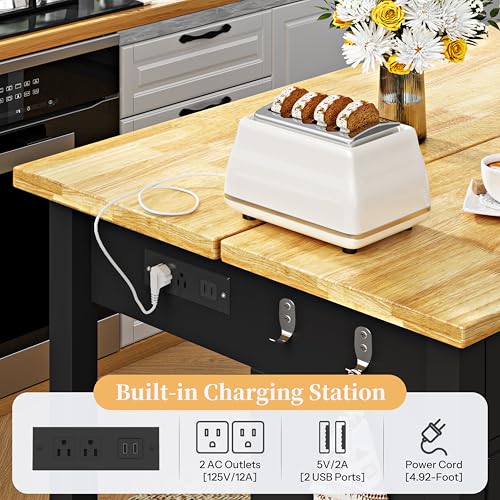 image for DynJest Kitchen Island with Storage and Seating Include 2 Bar Stools, 