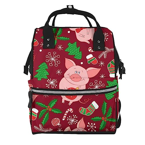 Sac à dos ordinateur portable à motif cochon rose unique et multicolore