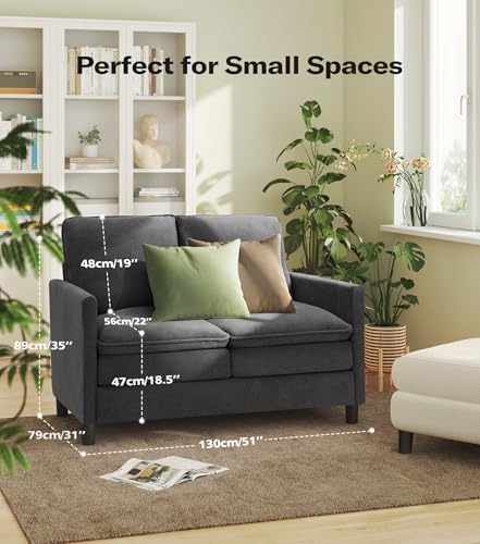 Image of Welzona 3-Layers Cloud Loveseat Sofa, 51 inch Small Couch, Teddy Small Sofa