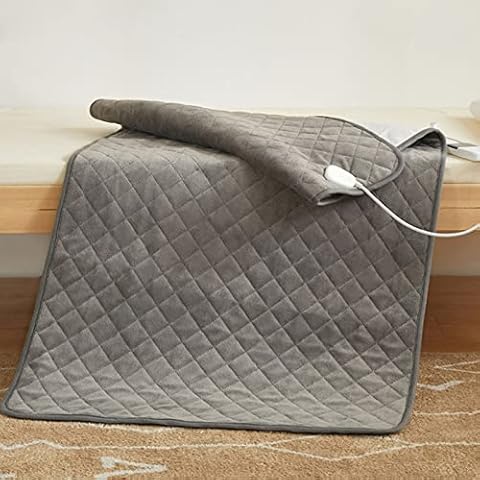 Soft Pad Heater, Heated Throw With 4 Heat Settings, 160x82cm Single Bed Electric Blanket With Overheat Protection, Washable (Color : Grey) Cover
