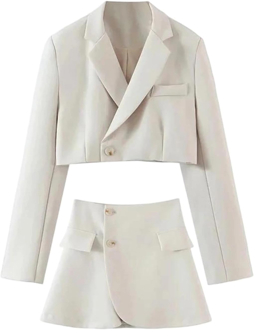 Women’S Blazer Clothing Two Piece Set Suits with Skirt Female Tweed Long Sleeves Short Skirt Suits Casual Suits