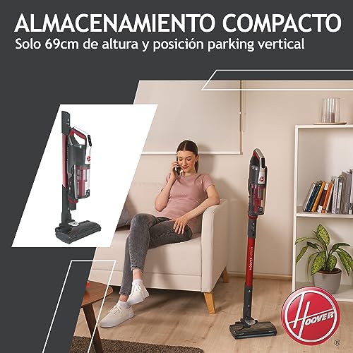 Miniatura 4 de Hoover HF500 Plus Home HF522STH Aspiradora Escoba sin Cable, Accesorio 2 en 1, 45 min, Carga ultrarápida 2.5h, 15500 Pa, Dual led localizador de Polvo, Color Rojo