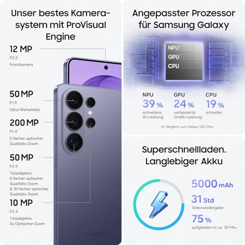 Samsung Galaxy S26 Ultra AI Smartphone mit Galaxy AI, Handy ohne Vertrag, Android, Privacy Display, 12 GB RAM, 256 GB Speicher, 200 MP… – Ansicht 6