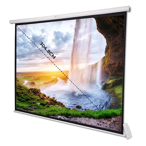 Image of ZEBRONICS PSM120A Motorised Projector Screen, 120 inches, Roll Mechanism, Supports 4K, Matte Finish, 4:3 Aspect Ratio, High Gain Fabric, Control Pod, Remote Control, Wall & Ceiling Mountable