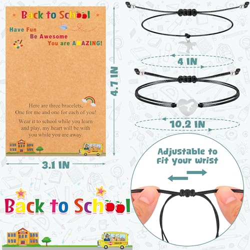 Image of EOBOH Back to School Supplies, Back to School Bracelet Mommy and Me, Prek Matching Wish Bracelets Set, Adjustable Bracelet for Boys Girls Gifts Stuff Bulk