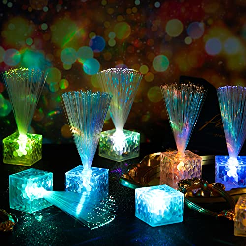 16 Pieces Mini Fiber Optic Lights Small Fiber Optic Lamps Color Led Lights Changing 5.5 Inch With Crystal Base Battery Powered Light Up Table Centerpieces Glow In The Dark Party Decorations #TOP1