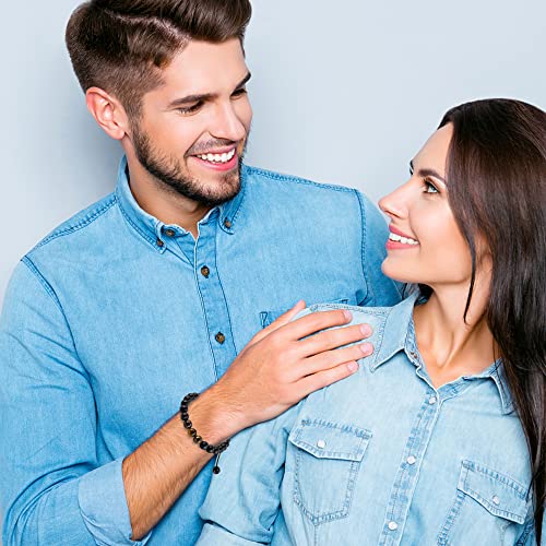 To My Man Bracelet,Adjustable Handmade Braided Natural Stone Beaded Bracele Bracelet Bracelet,Tiger Eye Black Agate Stone Beaded Bracelets For Men, For Boyfriend, Husband,Son, Grandson, Brother Gift #TOP3