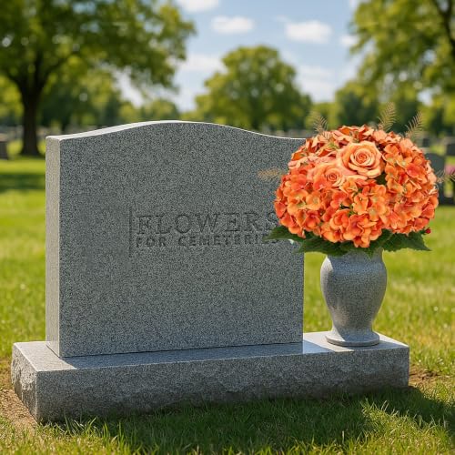 Image of 2 Bunches Fall Hydrangea Artificial Flowers, 17.71 inch Fall Cemetery Flowers