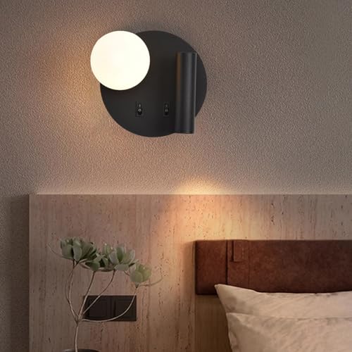 Aplique de pared LED redondo blanco con doble interruptor para dormitorio 7